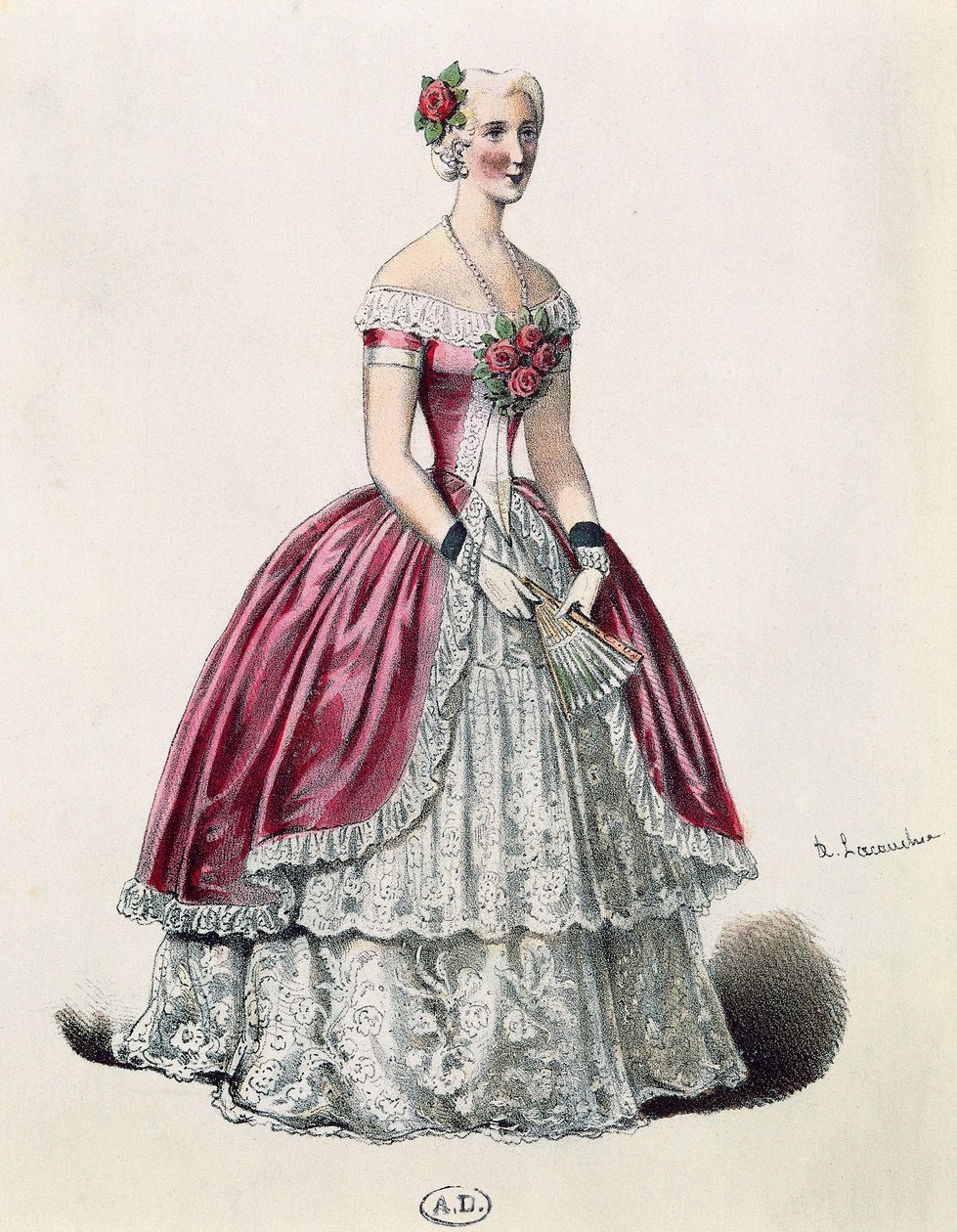 Actress Eugenie Doche in Title Role in Lady of Camellias, Drama by Alexandre Dumas fils by French School