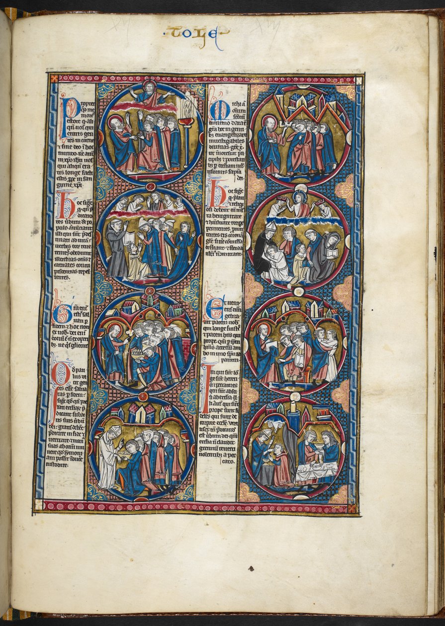 Add MS Harley 1527, f.105r, miniatures from Bible moralisée by French School