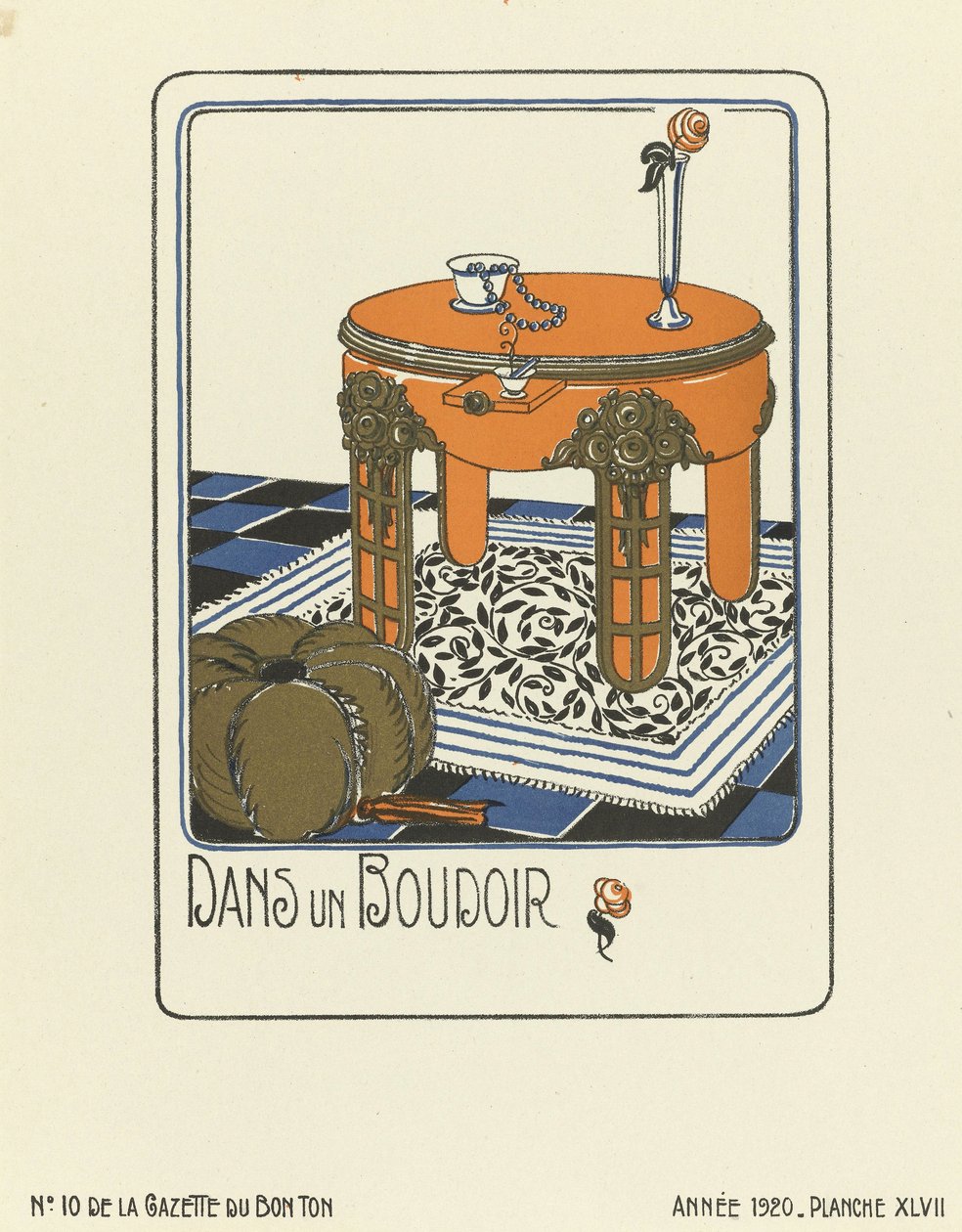 Advertisement for "In a Boudoir", published 1920 by French School