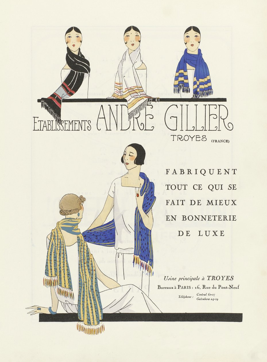 Advertisement for Etablissements Andre Gillier, published 1920s by French School
