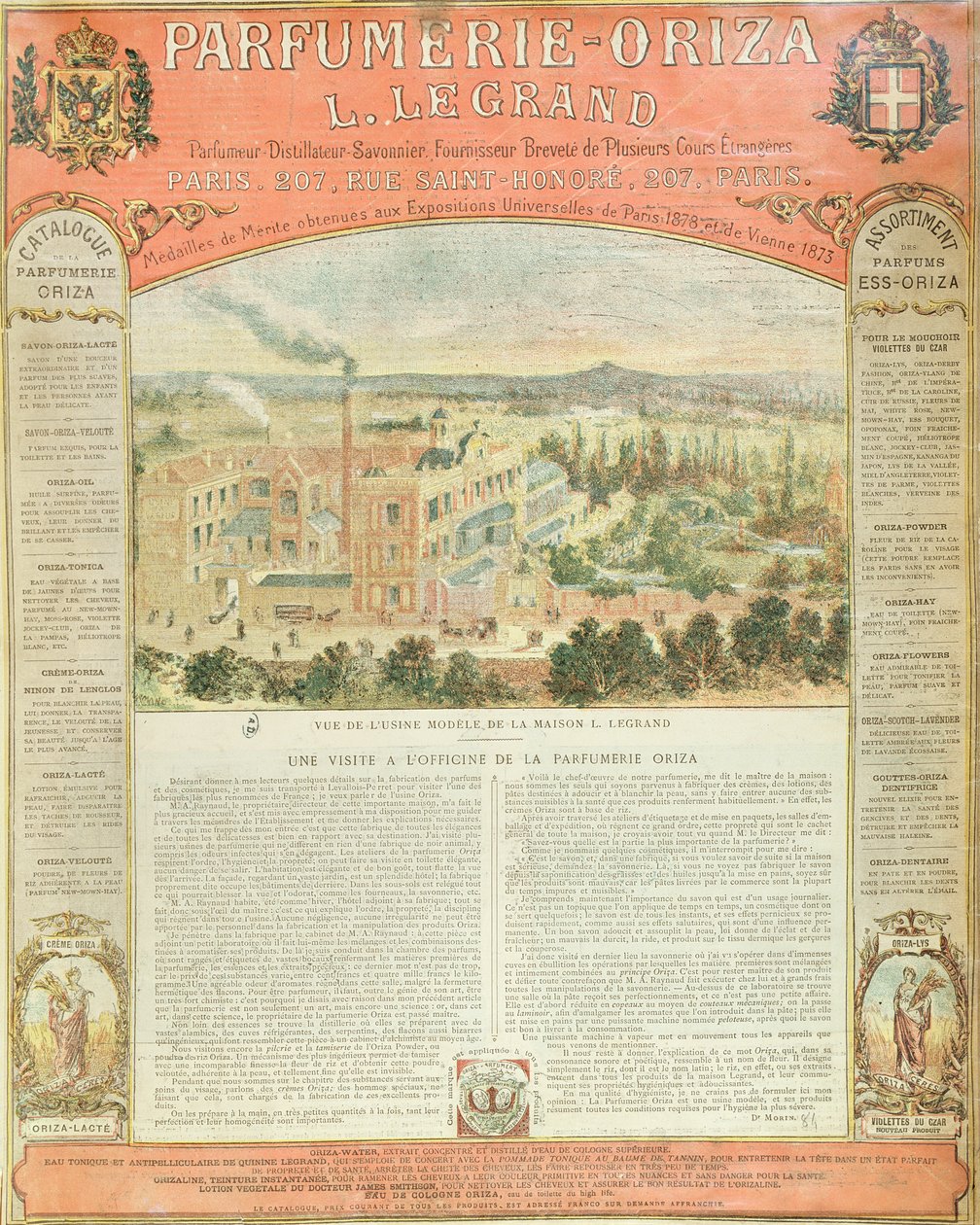 Advertisement for the Parfumerie Oriza L. Legrand by French School