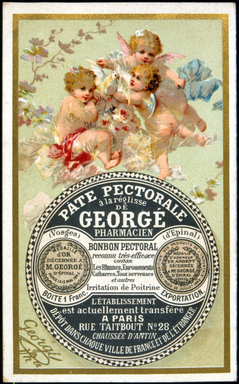 Advertising card for the Pectoral Paste with Licorice by Georgé Pharmacien. 19th century by French School