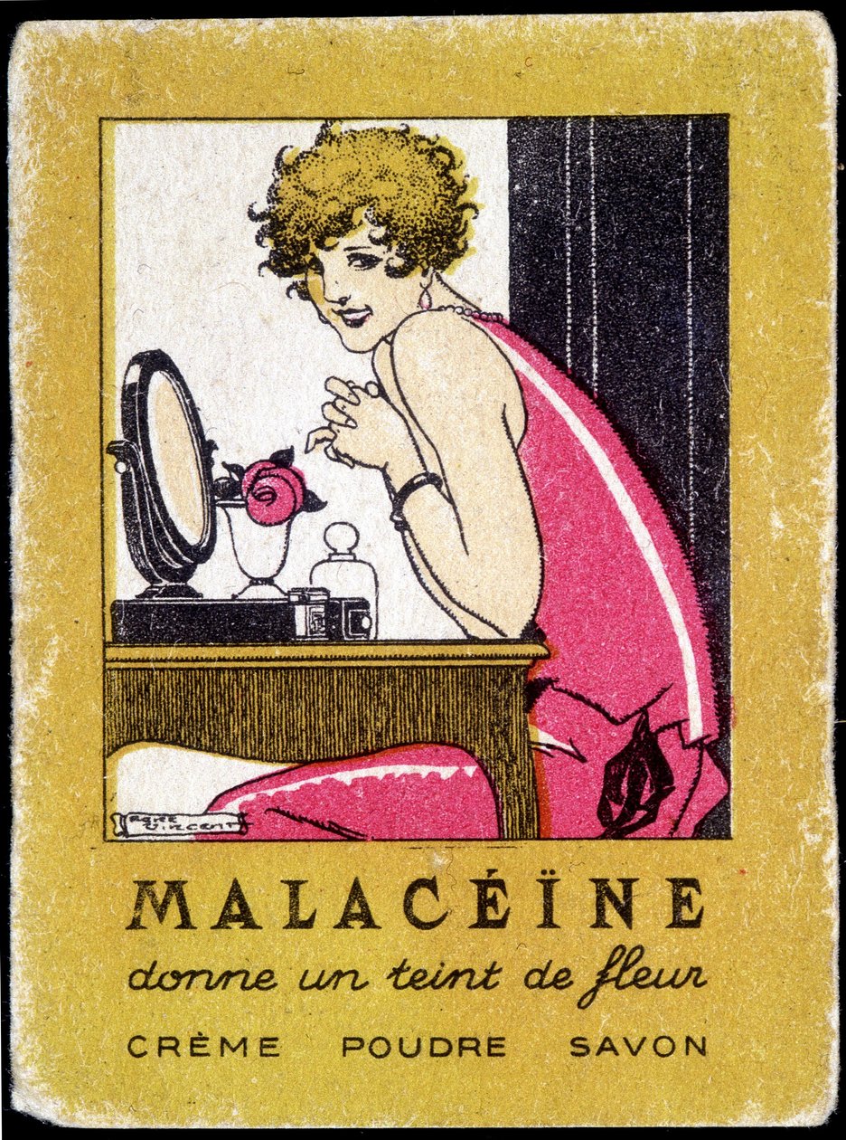 Advertising postcard for Malacéine beauty products, circa 1920 by French School