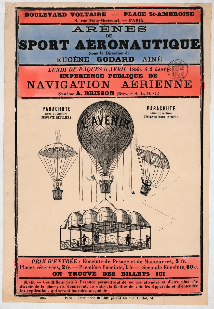 Aeronautics Exhibition to be held in Paris in 1885 under the direction of Eugene Godard, pb. 1885 by French School