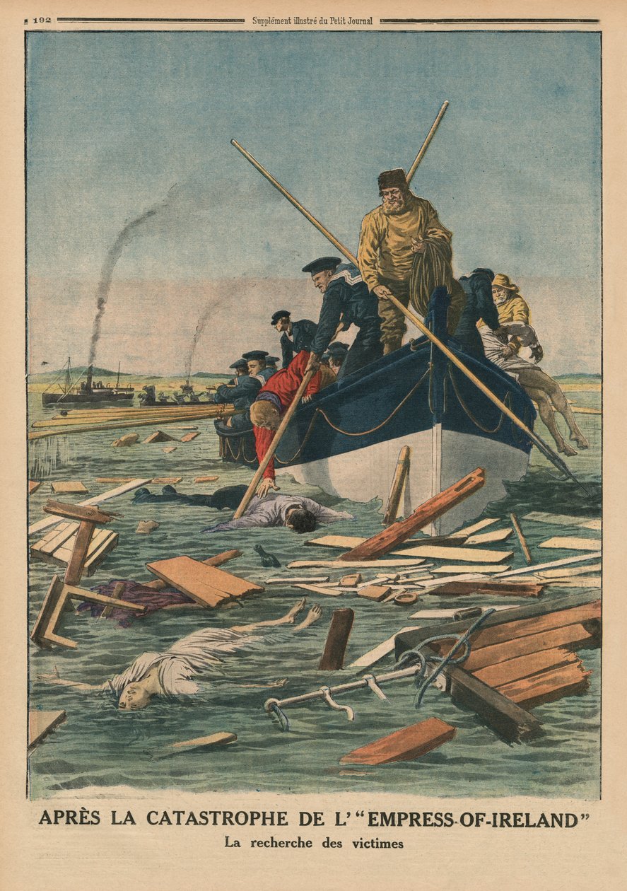 After the Disaster of the Empress-of-Ireland, Searching for the Victims (back cover illustration from 