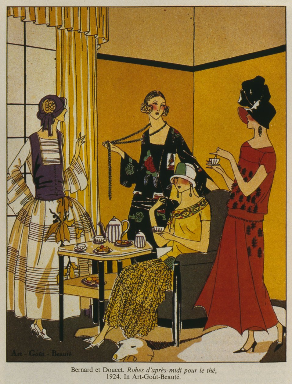 Afternoon dresses for tea, fashion plate from Art Gout Beaute magazine, 1924 by French School