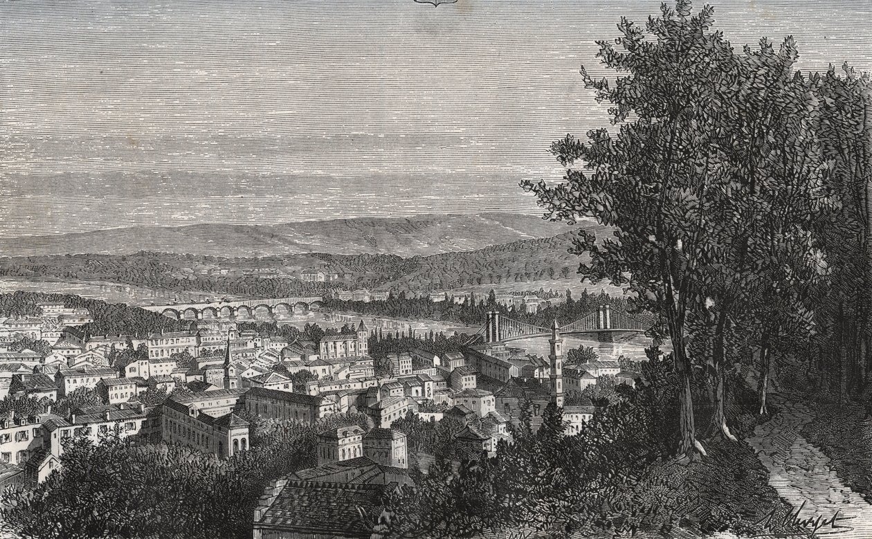 Agen - Lot-et-Garonne - engraving in 