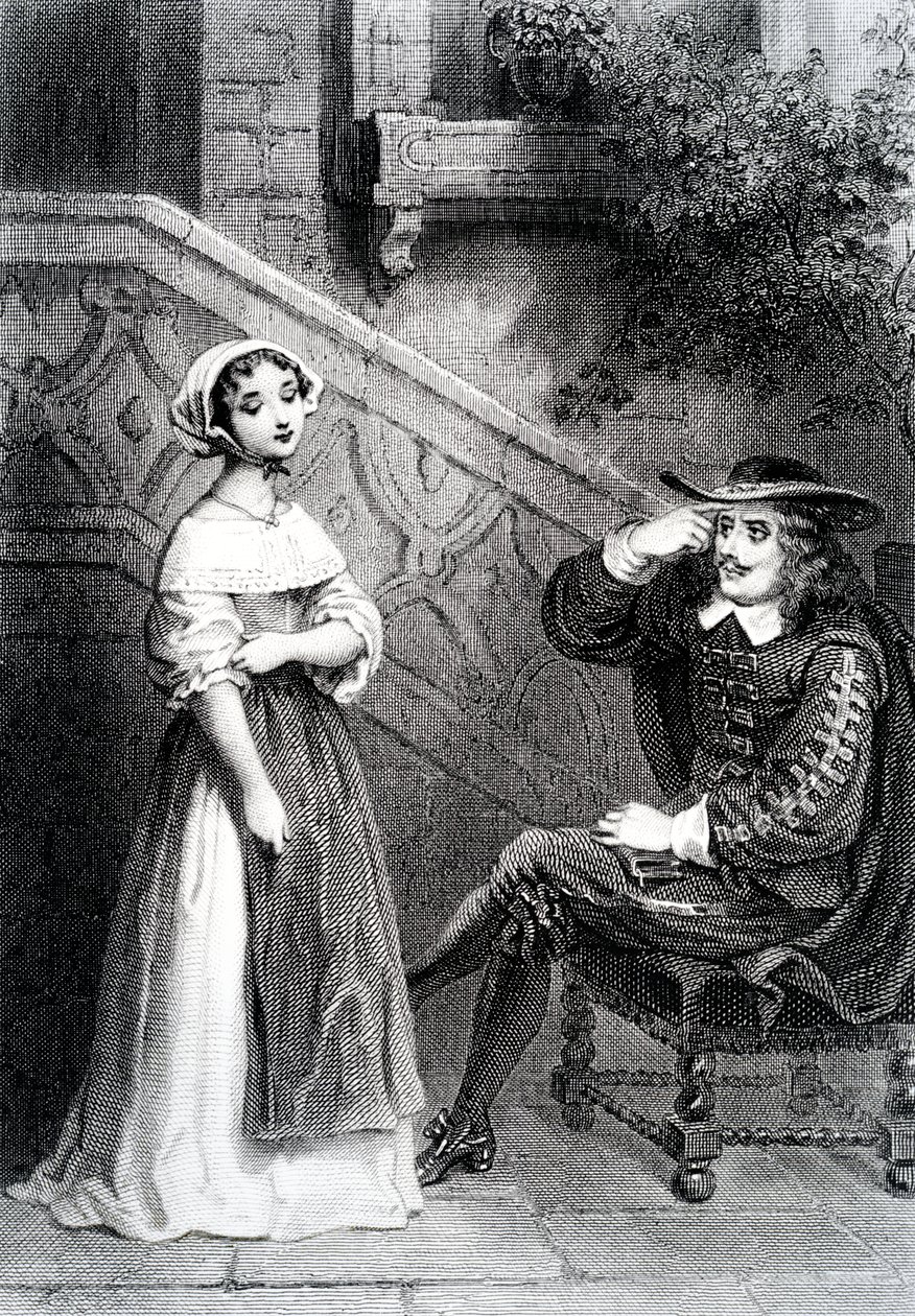 Agnes with her guardian Arnolphe, from The School for Wives, by Moliere by French School