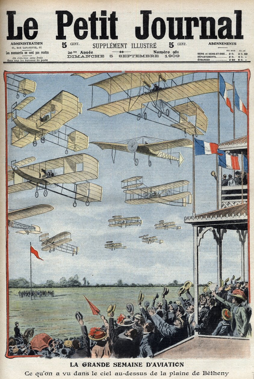 Airshow held at Betheny, France, illustration from French newspaper Le Petit Journal, 5 September 1909 by French School
