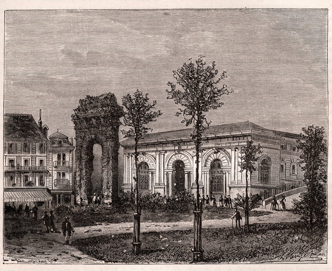 Aix-les-Bains - Savoy - the Roman arch of Campanus - engraving in La France illustree: geography, history, statistical administration by V.A. Malt-Brown. 1884 by French School
