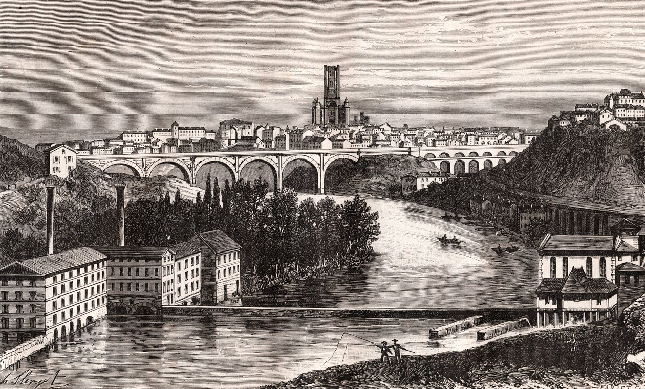 Albi - Languedoc-Roussillon-Midi-Pyrenee - engraving in La France illustree: geographie, histoire, administration statistique by V.A. Malt-Brown. 1884 by French School