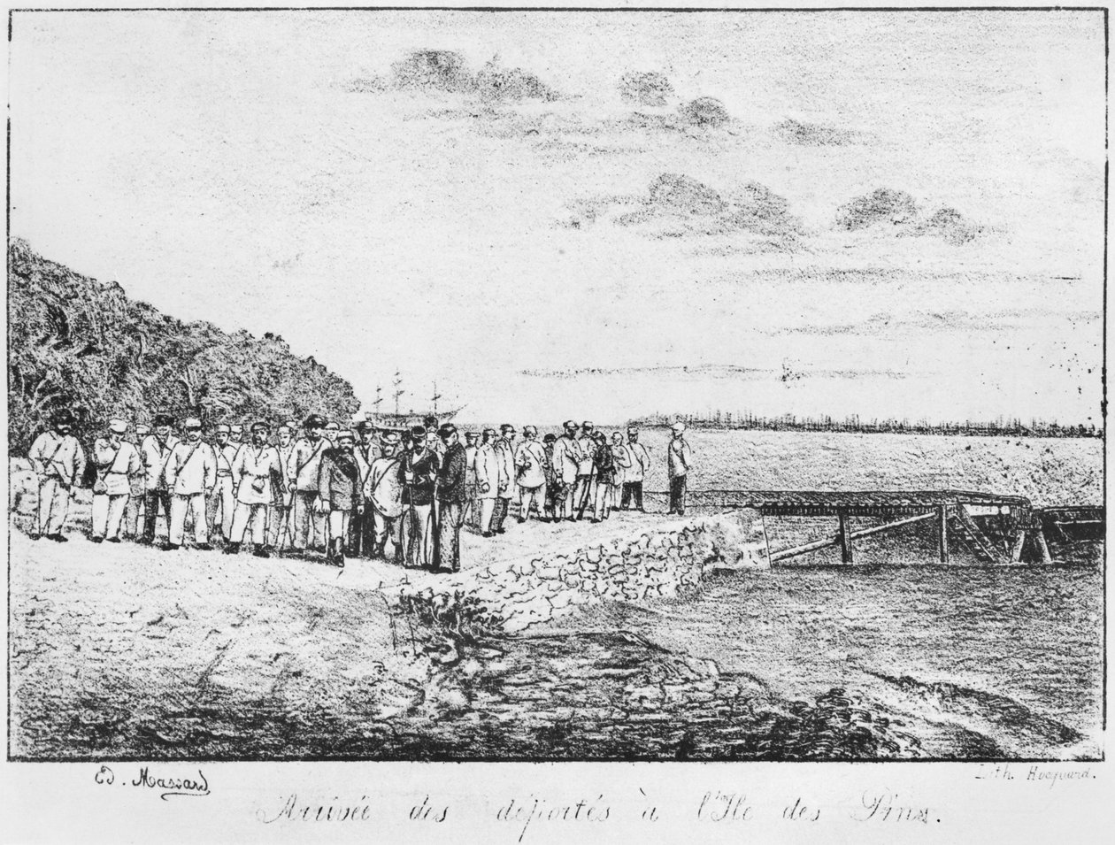 Album of the Isle of Pines, Arrival of the deportees, 1877 by French School