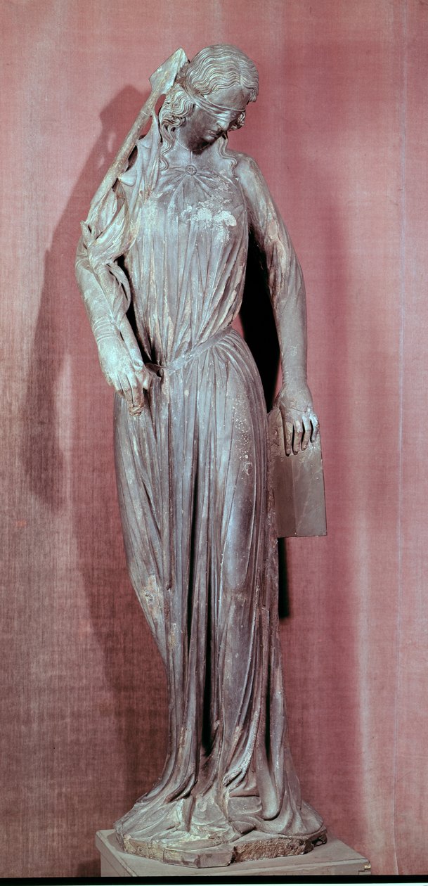 Allegorical figure of The Synagogue, from the south transept portal of Strasbourg cathedral, c.1230 by French School