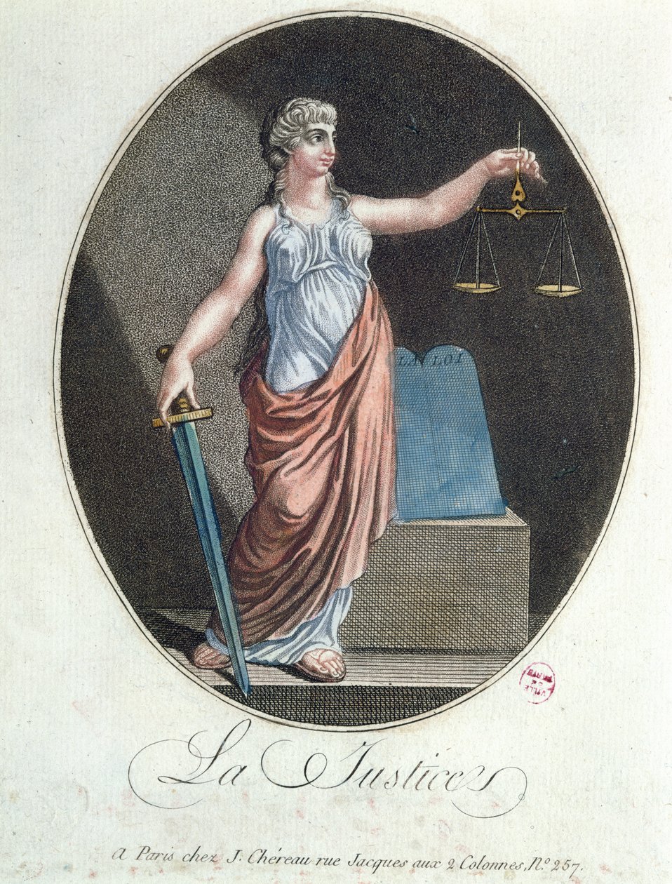 Allegory of Justice, published by J. Chereau, Paris, 1792 by French School