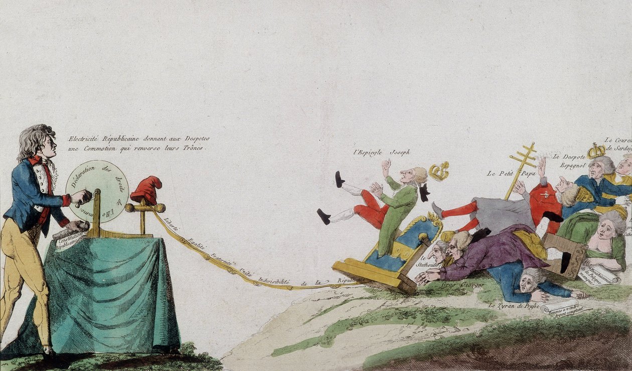 Allegory of the French Revolution removing all thrones of the crowned robbers by French School