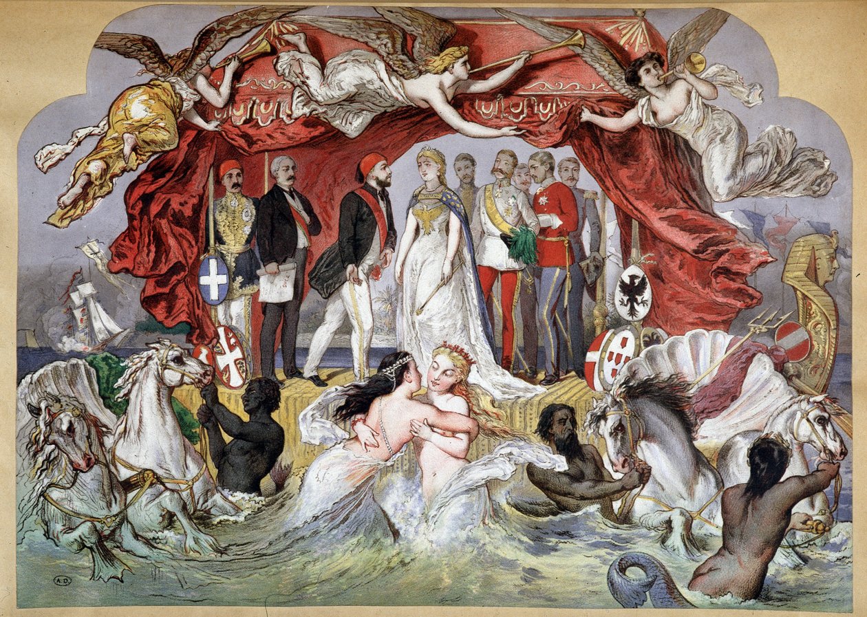 Allegory of the inauguration of the Suez Canal on 17/11/1869 by French School