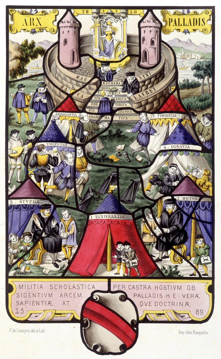 Allegory of the University. Facsimile of a Stained Glass from the Middle Ages in Histoire de la Peinture sur Verre by Ferdinand de Lasteyrie by French School
