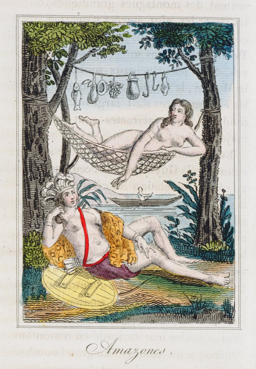 Amazons, illustration from Histoire des voyages autour du monde by J. Dufay, published by Courvalet & Co., Paris, 1826 by French School
