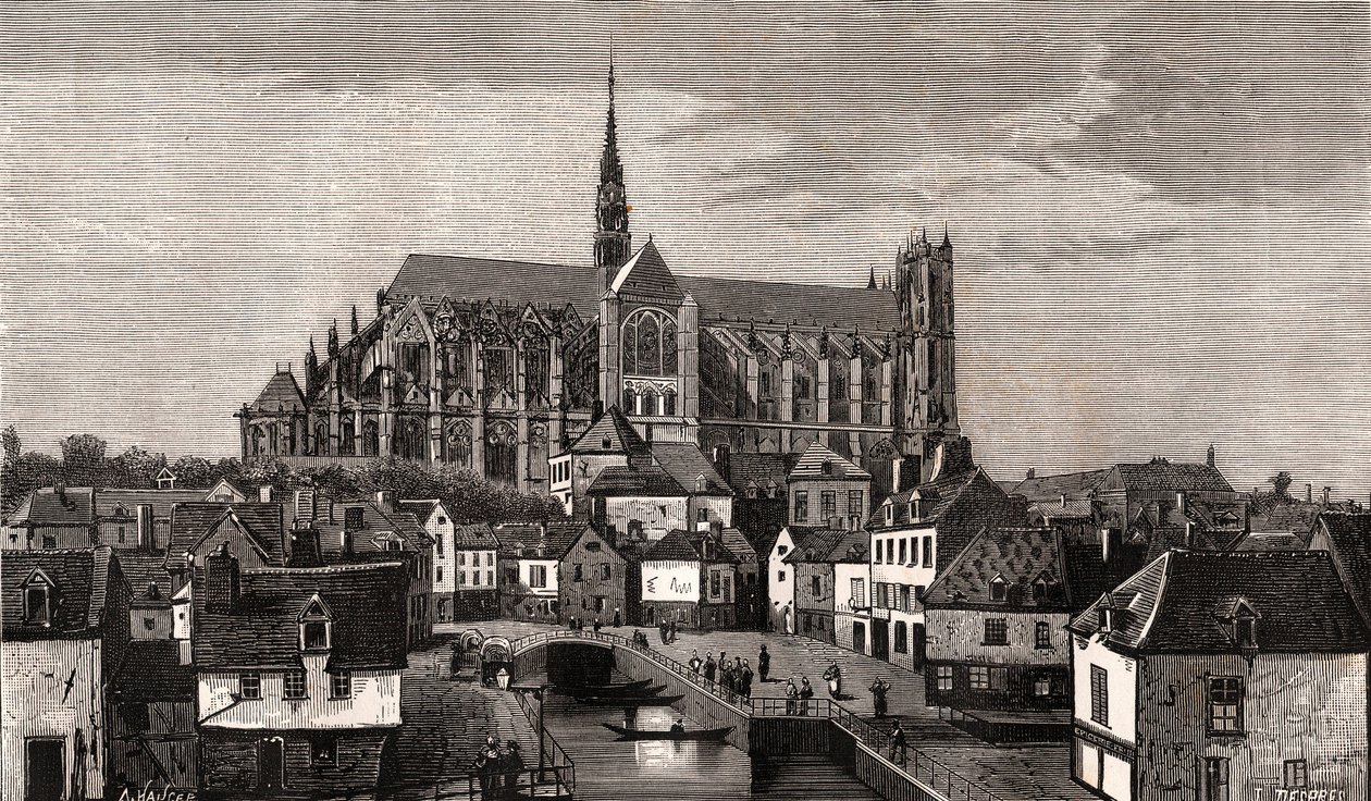 Amiens - Nord-Pas-de-Calais-Picardie - engraving in 