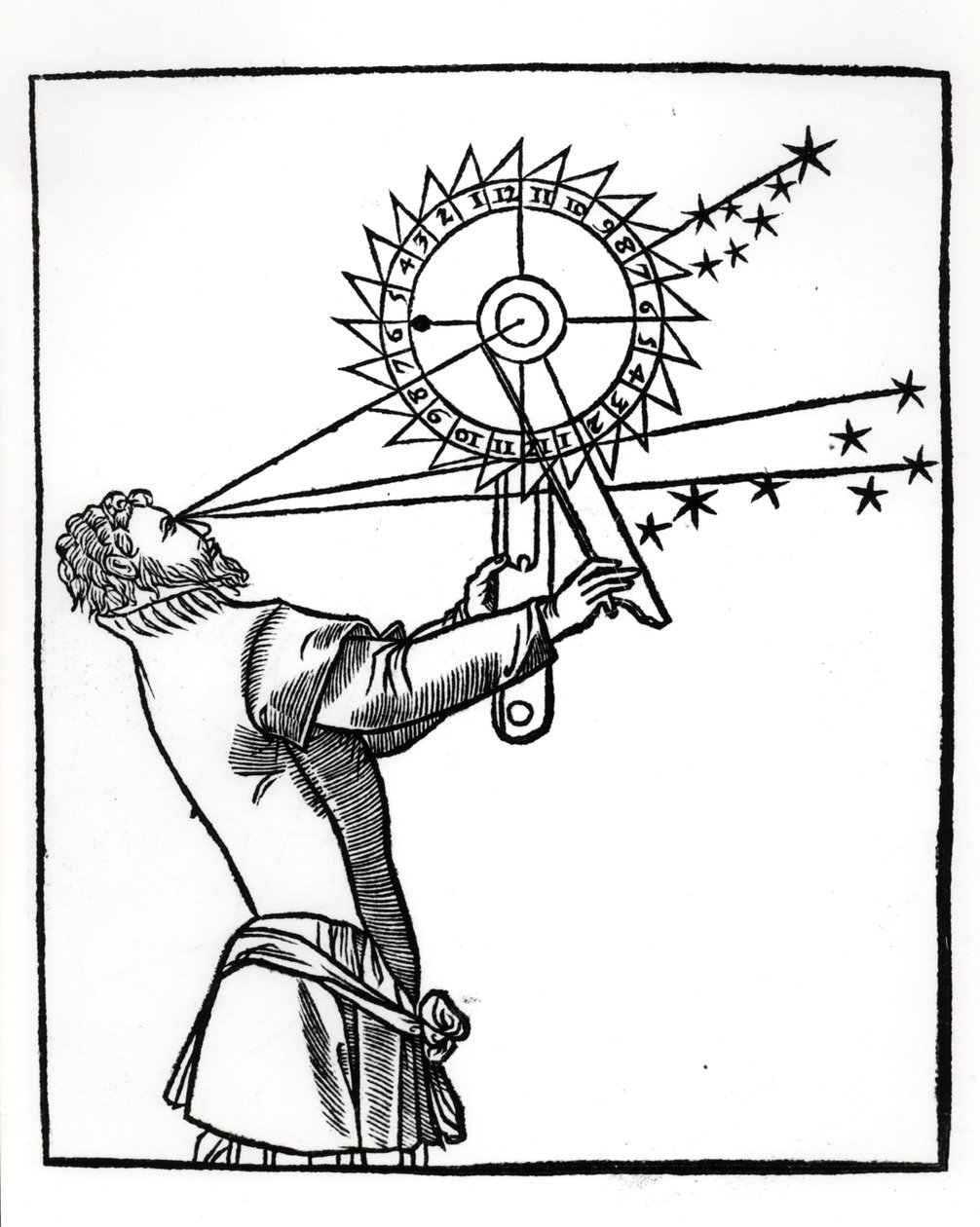 An astrolabe, illustration from Cosmographia by Petrus Apianus, published in Paris by Vivant Gualtherot, 1551 by French School