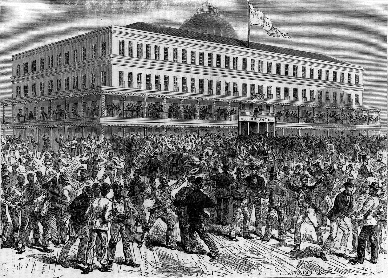 An election day in New Orleans, United States. Engraving in 