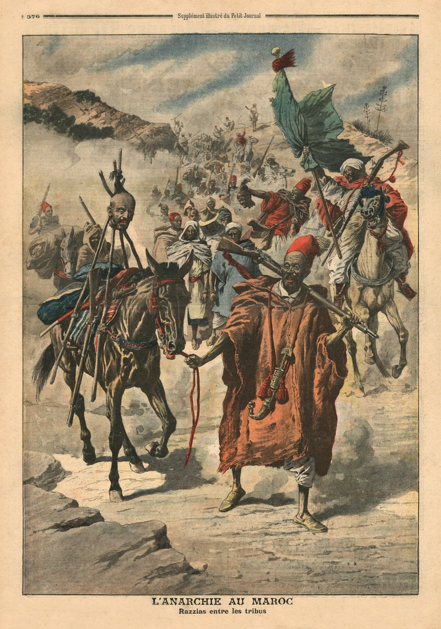 Anarchy in Morocco, plundering between tribes, illustration from 