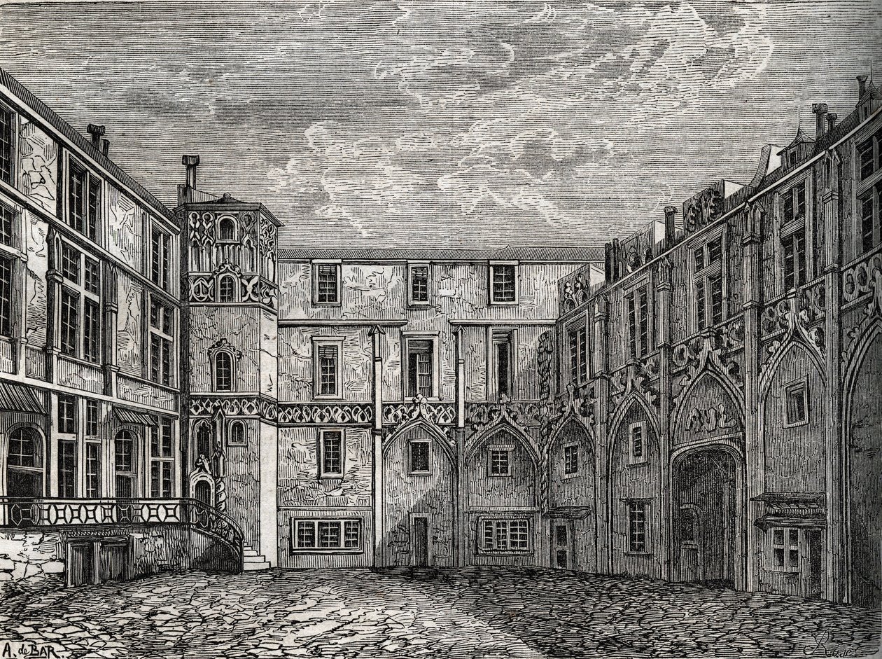 Ancien hotel de la Tromoille, rue des Bourdonnais, Paris (1st arr) - Engraving in 