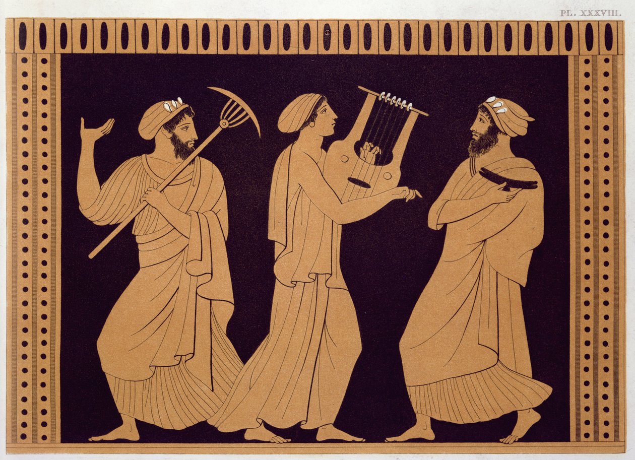 Ancient Greek Theatre Scene, After an Antique Vase by French School