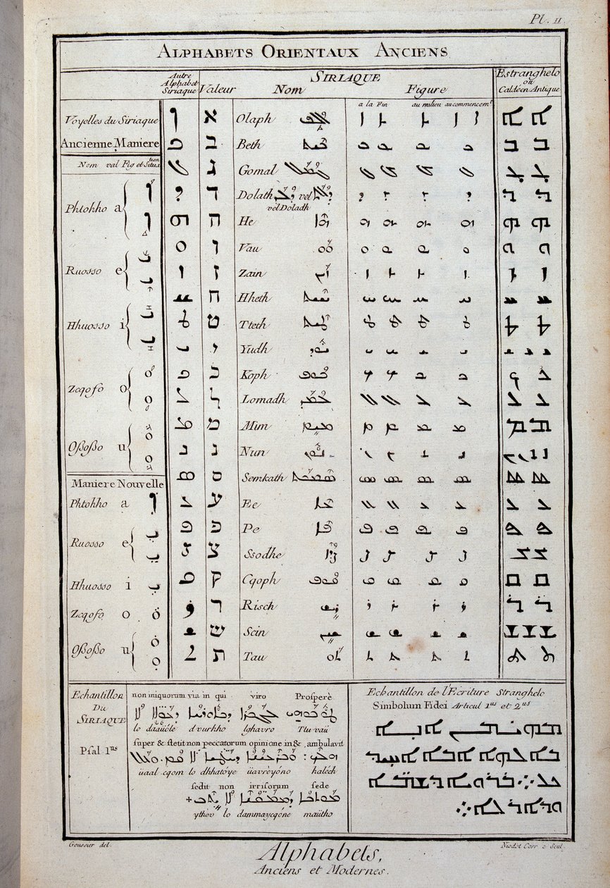 Ancient oriental alphabets - in “The Encyclopedie” by Diderot and Alembert by French School