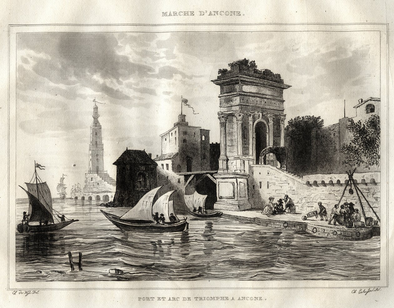 The Arch of Trajan, Ancona - Engraving from 