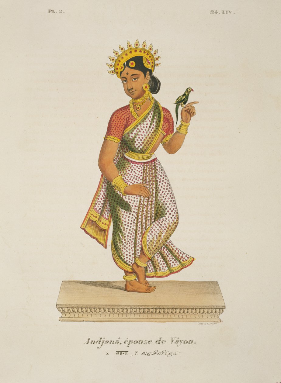 Andjana, wife of Vayu (engraved by C. de Motte) by French School