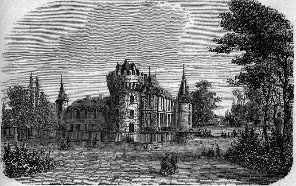 Architecture: exterior view of the castle of Rambouillet (14th-15th century, renovated during the century) by French School