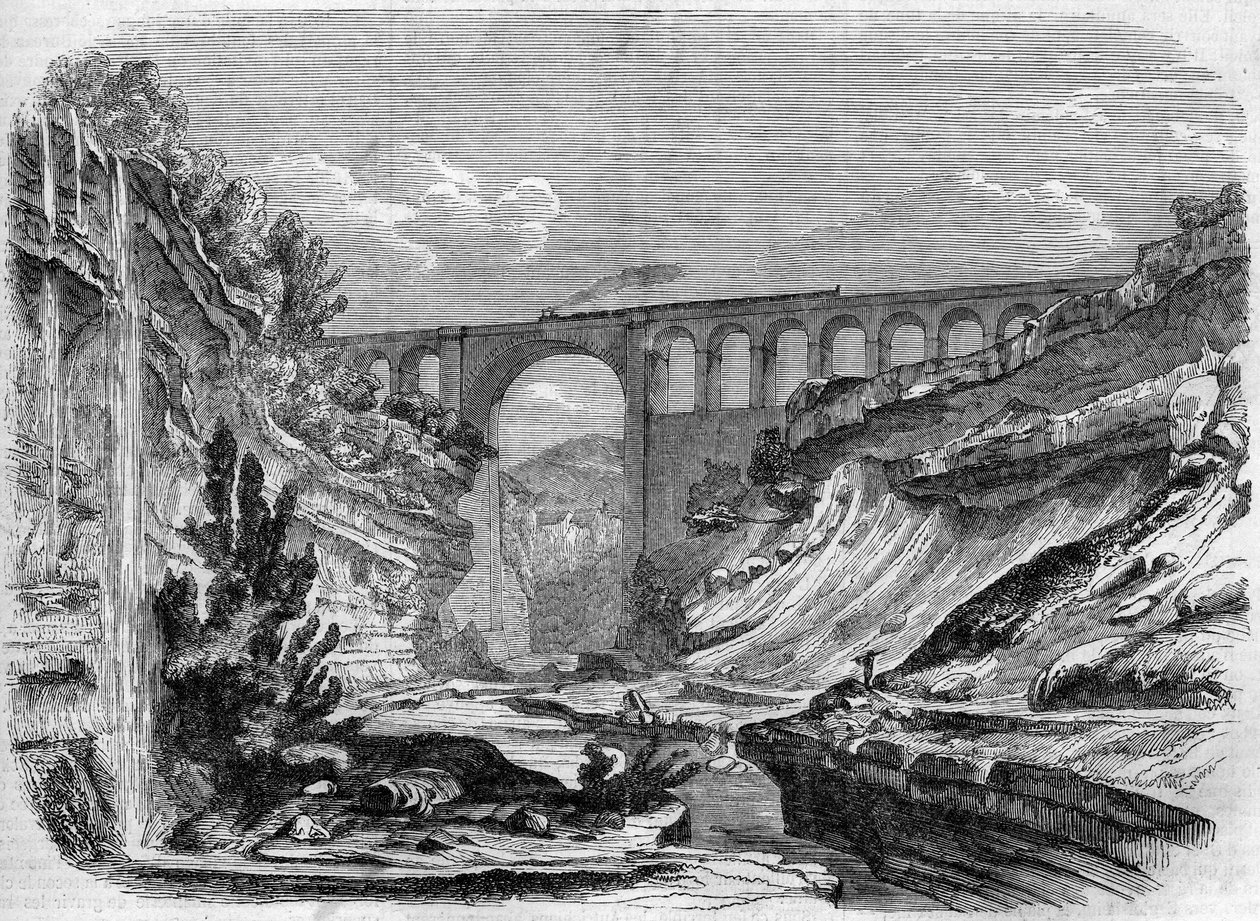Architecture: View of the Valserine Viaduct by French School