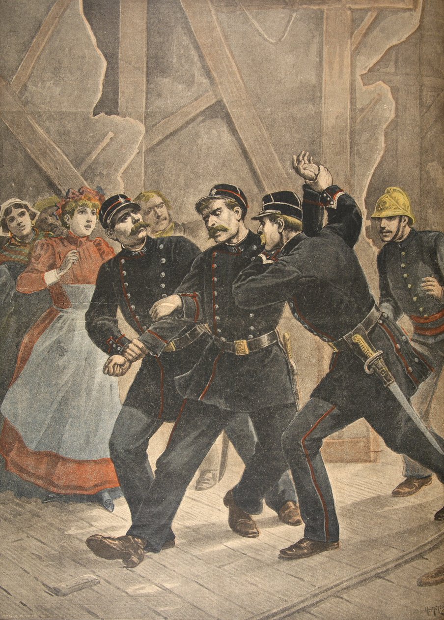 Arrest of a town sergeant, illustration from Le Petit Journal: Supplement illustre, 1898 by French School
