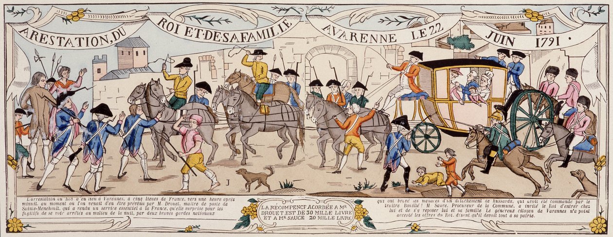 Arrest of the King and His Family at Varennes on 22 June 1791 by French School