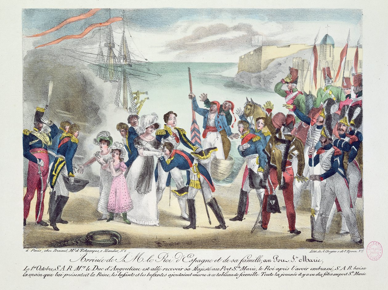 Arrival of His Majesty Ferdinand VII and His Family at Porte Sainte Marie, 1 October 1823 by French School