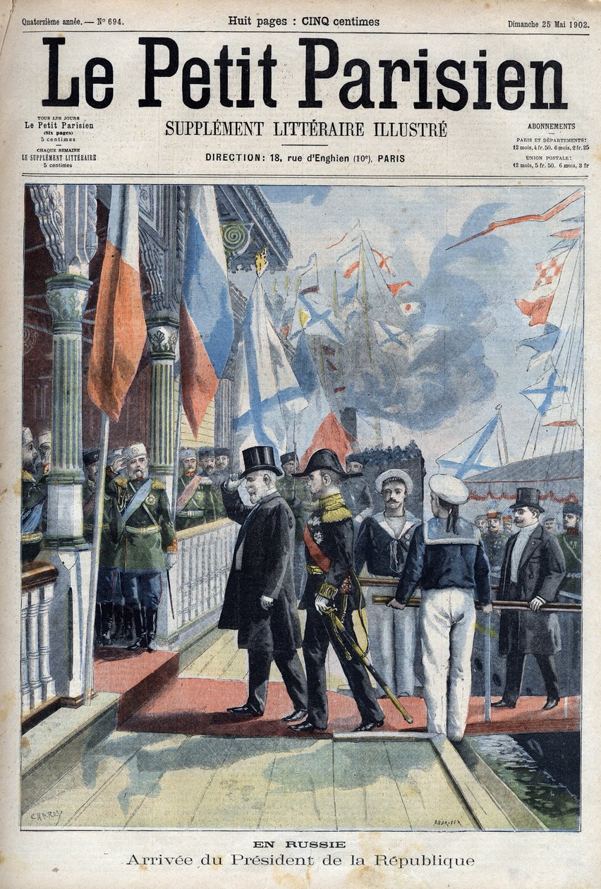 Arrival of the President of the French Republic Emile Loubet (1838-1929) in Russia, in 