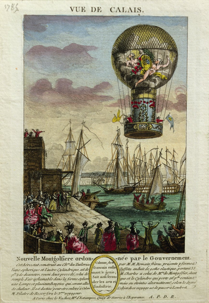 Ascent of a Mongolfiere Hot Air Balloon at Calais by French School