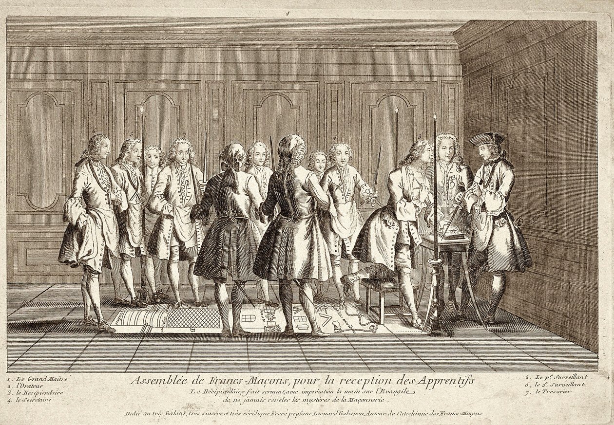 Assembly of Freemasons for the Reception of Apprentices (engraving) by French School