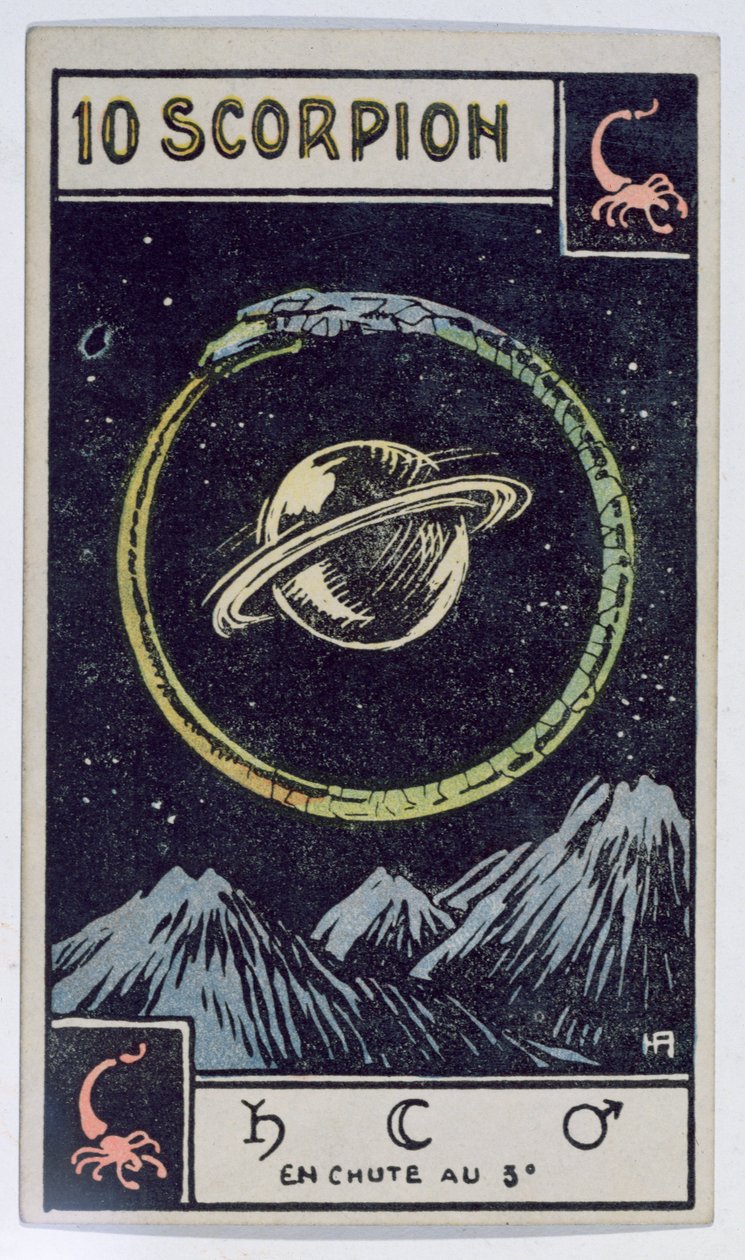 Astrological tarot card depicting Scorpio by French School