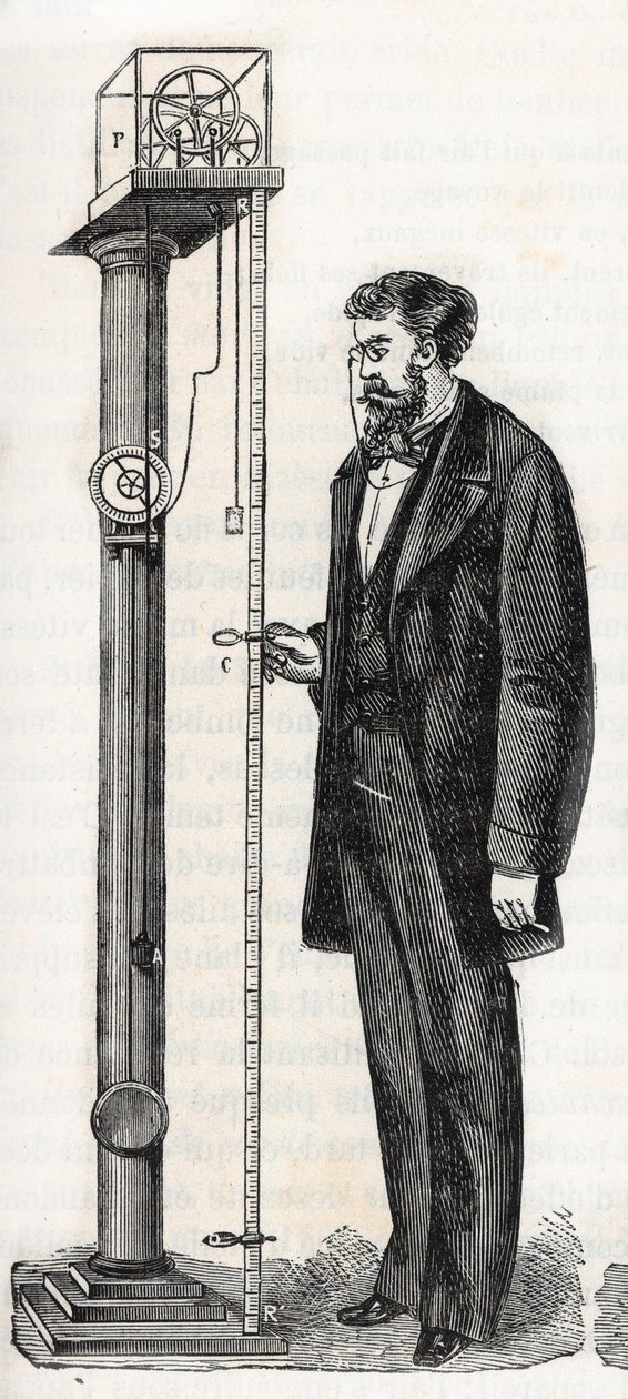 Atwood machine invented in 1784 by George Atwood - Engraving from 