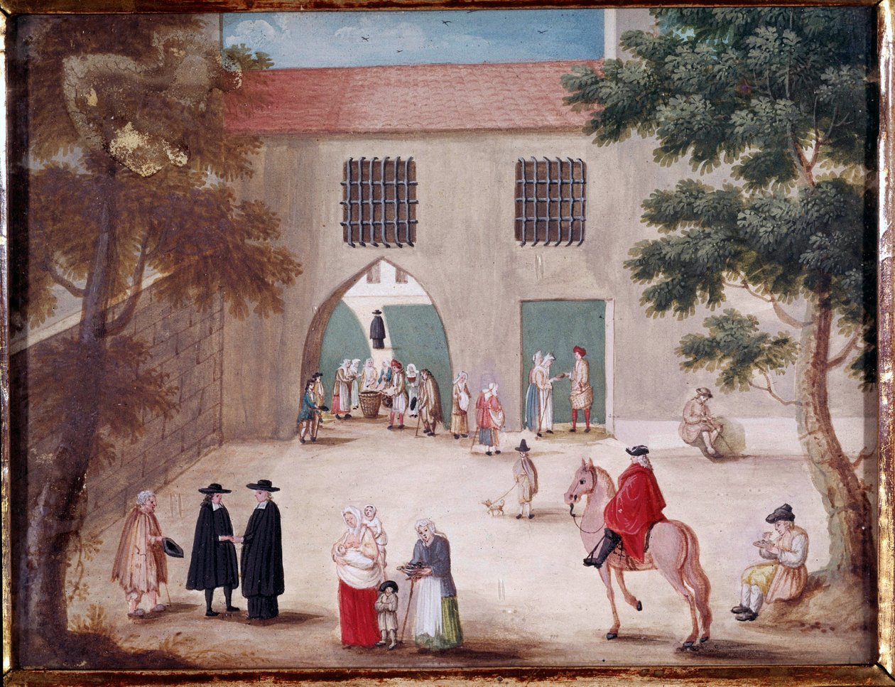 Aumones in the courtyard of the abbey of Port Royal des Champs by French School