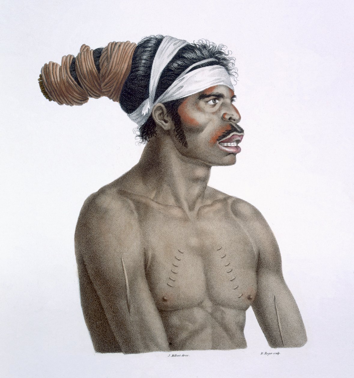 Australian Aborigine, a Man Called Cour-rou-bari-gal, from New Holland, 1812 by French School