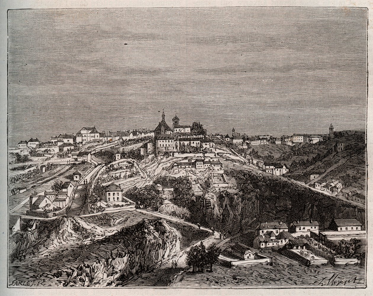 Avallon - Bourgogne-Franche-Comte - engraving in 