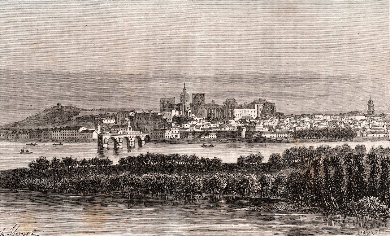 Avignon in Vaucluse - engraving in La France illustree: geography, history, administration statistique by V.A. Malt-Brown. 1884 by French School