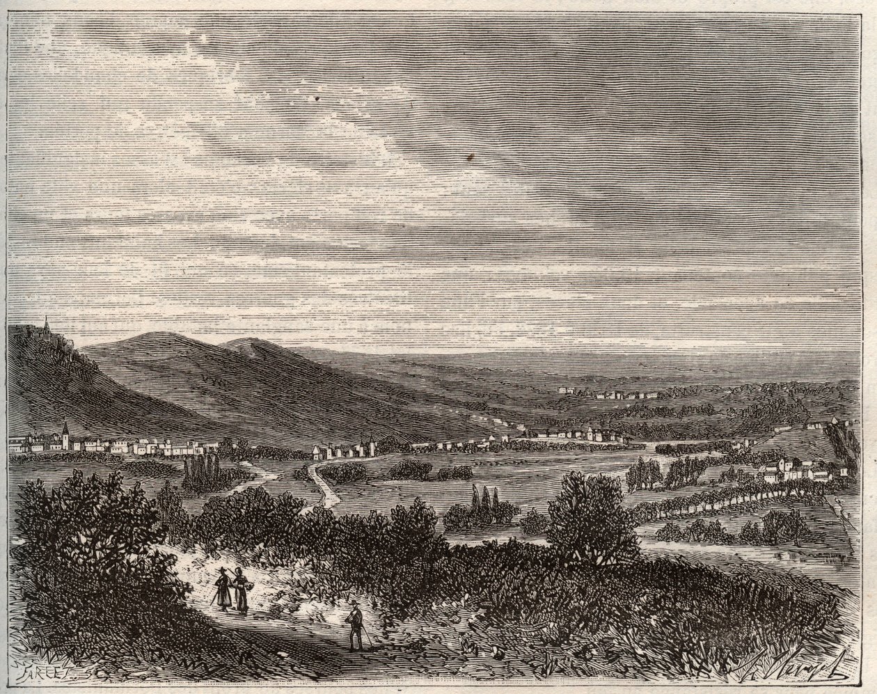 Ay and the mountain of Reims - department of the Marne - engraving in La France illustree: geography, history, statistical administration by V.A. Malt-Brown. 1884 by French School