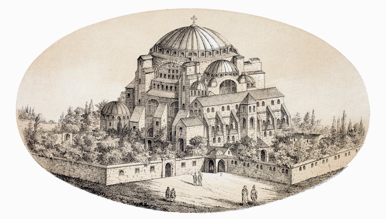 Aya Sofya Camii or St Sophia Basilica, Istanbul, Turkey, after a mid-19th century illustration, from L