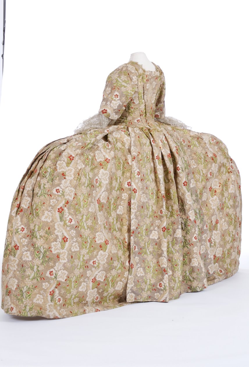 Back view of a court dress, 1760s by French School