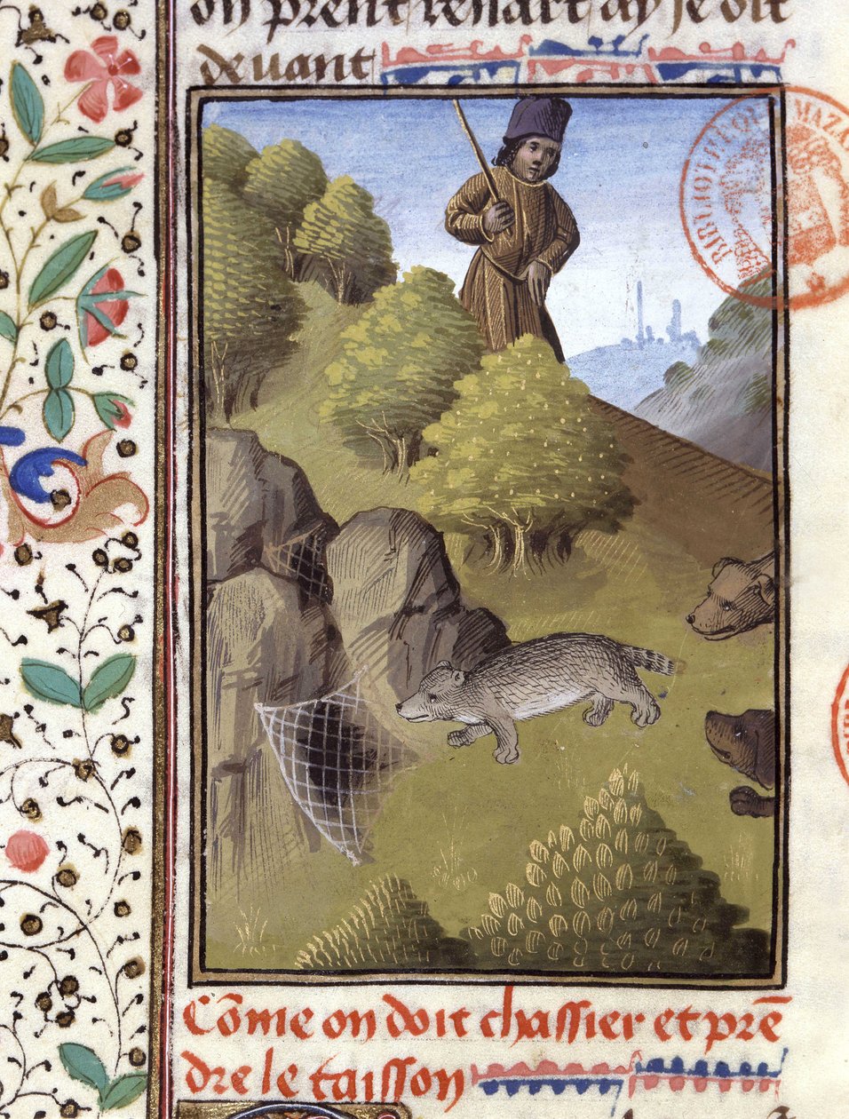 Badger Hunt - in Hunting Book of Gaston Phoebus, Count of Foix, Lord of Béarn by French School
