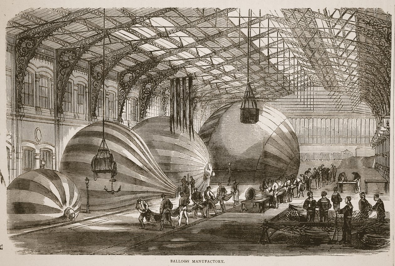 Balloon Manufactory, illustration from Cassells History of the War between France and Germany, 1870-1871 by French School